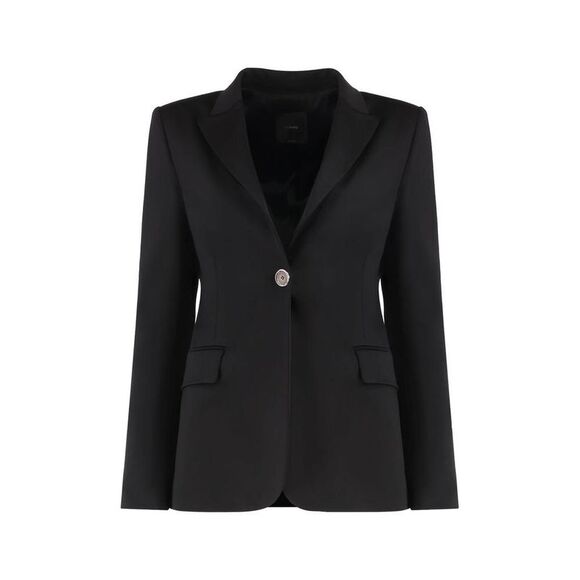 PINKO Jackets & Blazers - PINKO Single-Breasted Wool Blend Blazer Women BLACK Coats & Jackets
